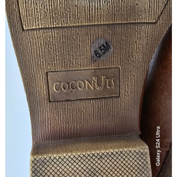 Coconuts Gaucho Brown Western Boots Faux Leather Embroidered Cowgirl Womens 6.5M - Picture 8 of 10